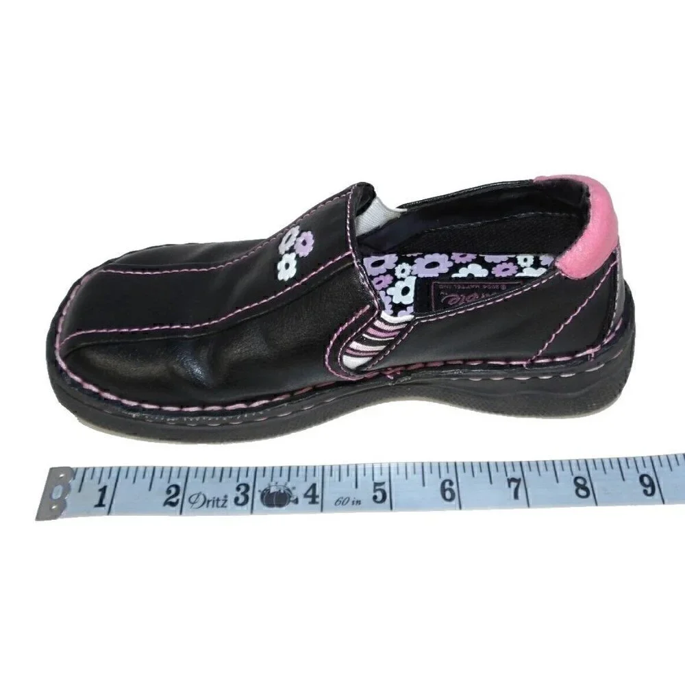 BUSTER BROWN black & pink girls BARBIE shoes sz 1.5 fits 7 3/4